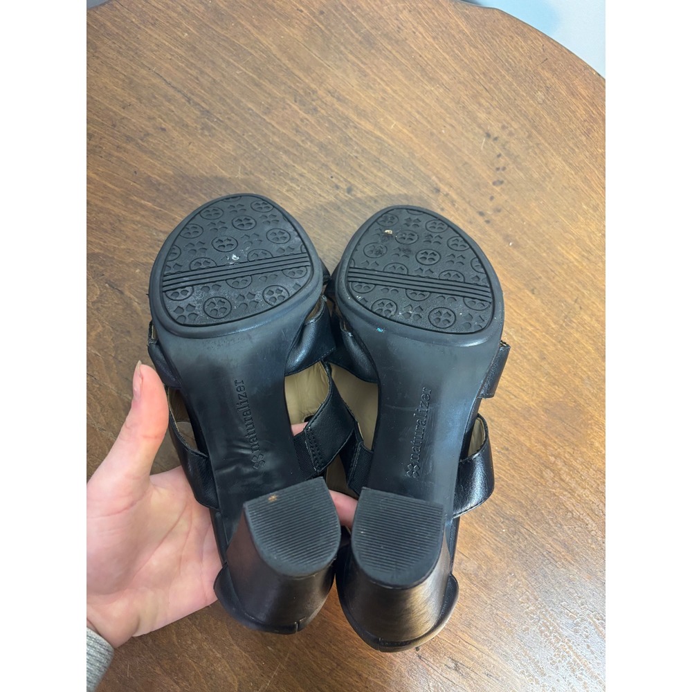 Naturalizer Lexie Black Leather Cutout Block‎ Heel Sandals Women's Size 8 - Picture 6 of 7
